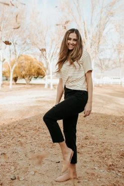 Denim Lounge THE GIANNA HIGH RISE DISTRESSED JEANS IN BLACK BOTTOMS