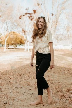 Denim Lounge THE GIANNA HIGH RISE DISTRESSED JEANS IN BLACK BOTTOMS