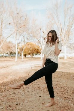 Denim Lounge THE GIANNA HIGH RISE DISTRESSED JEANS IN BLACK BOTTOMS