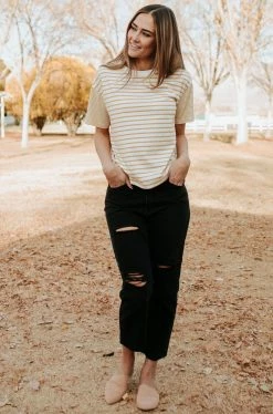 Denim Lounge THE GIANNA HIGH RISE DISTRESSED JEANS IN BLACK BOTTOMS