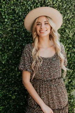 Mikarose THE BELEN TIERED FLORAL DRESS IN BLACK DRESSES