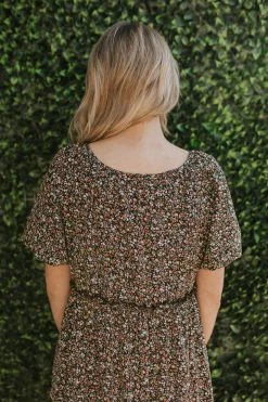 Mikarose THE BELEN TIERED FLORAL DRESS IN BLACK DRESSES