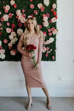 Tea N Rose DRESSES THE COMING UP ROSES DRESS IN PINK STRIPES 9 Tea N Rose DRESSES THE COMING UP ROSES DRESS IN PINK STRIPES