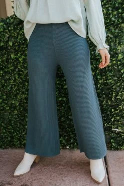 Wishlist BOTTOMS THE MIDNIGHT BREEZE RIBBED PANTS IN SLATE BLUE