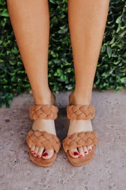 Oasis Society SHOES THE HEAVEN BRAIDED HEEL IN CAMEL