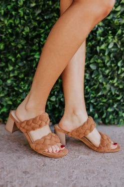 Oasis Society SHOES THE HEAVEN BRAIDED HEEL IN CAMEL
