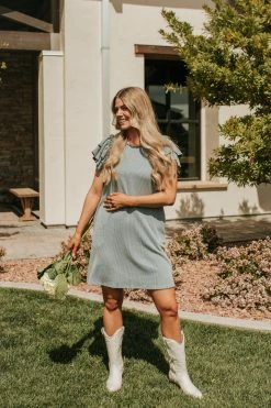 Blue Buttercup DRESSES THE SETH RIBBED KNIT DRESS IN SEAFOAM 10 Blue Buttercup DRESSES THE SETH RIBBED KNIT DRESS IN SEAFOAM