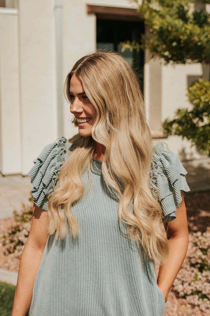 Blue Buttercup DRESSES THE SETH RIBBED KNIT DRESS IN SEAFOAM 3 Blue Buttercup DRESSES THE SETH RIBBED KNIT DRESS IN SEAFOAM