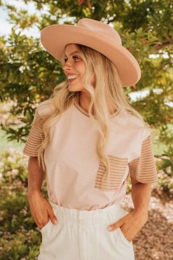 Wishlist THE CAMERON STRIPED TOP IN COLORBLOCK TOPS