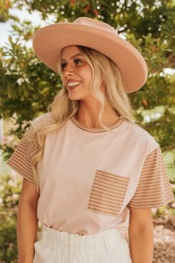 Wishlist THE CAMERON STRIPED TOP IN COLORBLOCK TOPS