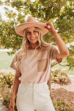 Wishlist THE CAMERON STRIPED TOP IN COLORBLOCK TOPS