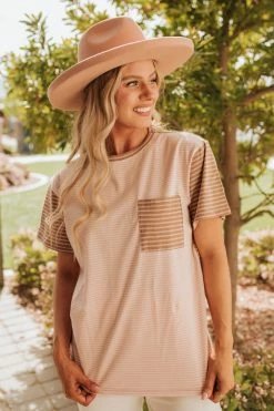 Wishlist THE CAMERON STRIPED TOP IN COLORBLOCK TOPS