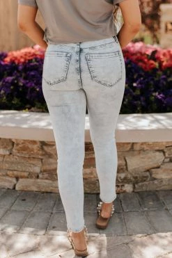 AAAAA Fashion THE ACID WASH DENIM ANKLE SKINNY JEAN BOTTOMS