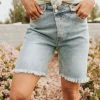 Rehab THE MELISSA HIGH RISE BERMUDA SHORTS IN MEDIUM WASH BOTTOMS