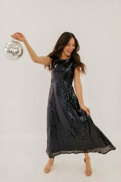 In Loom DRESSES THE SELENE SEQUIN DRESS IN NAVY