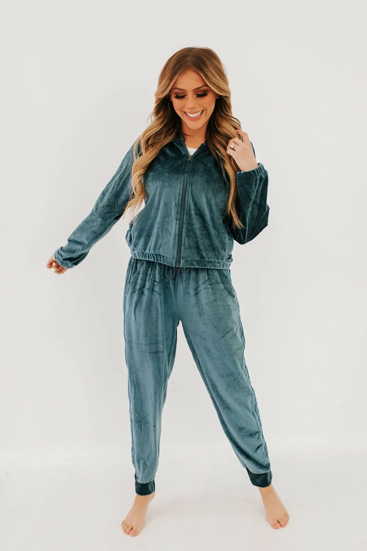 Kimberly THE GET YOUR JOG ON VELVET SET IN TEAL 4 Kimberly THE GET YOUR JOG ON VELVET SET IN TEAL