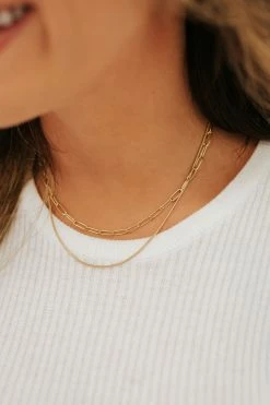 FAIRE ACCESSORIES THE DOUBLE LAYER CHAIN NECKLACE IN GOLD