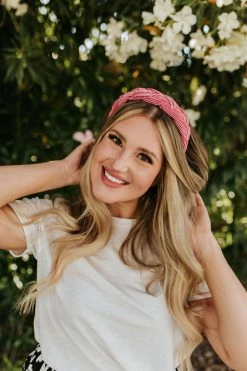 ILLord THE BRAIDED SATIN HEADBAND IN PINK