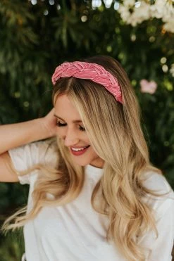 ILLord THE BRAIDED SATIN HEADBAND IN PINK