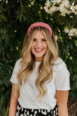 ILLord THE BRAIDED SATIN HEADBAND IN PINK