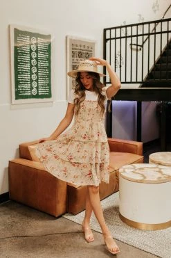 Blue B THE MARIE TIE STRAP TIERED DRESS IN TAUPE