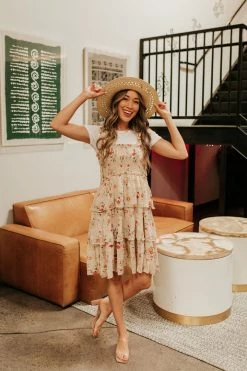 Blue B THE MARIE TIE STRAP TIERED DRESS IN TAUPE