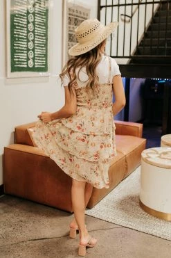 Blue B THE MARIE TIE STRAP TIERED DRESS IN TAUPE