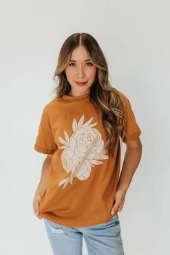 POLAGRAM NEW ARRIVALS THE PEONY GRAPHIC TEE IN BUTTERSCOTCH