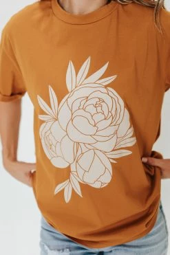 POLAGRAM NEW ARRIVALS THE PEONY GRAPHIC TEE IN BUTTERSCOTCH