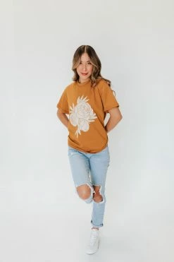 POLAGRAM NEW ARRIVALS THE PEONY GRAPHIC TEE IN BUTTERSCOTCH