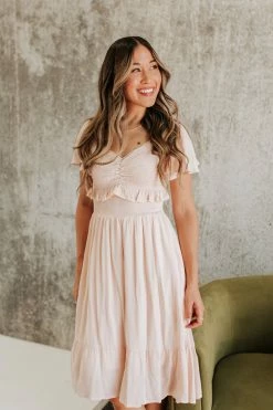 Polagram/Baevely NEW ARRIVALS THE PRECIOUS SMOCKED MIDI DRESS IN LIGHT PEACH 9 Polagram/Baevely NEW ARRIVALS THE PRECIOUS SMOCKED MIDI DRESS IN LIGHT PEACH