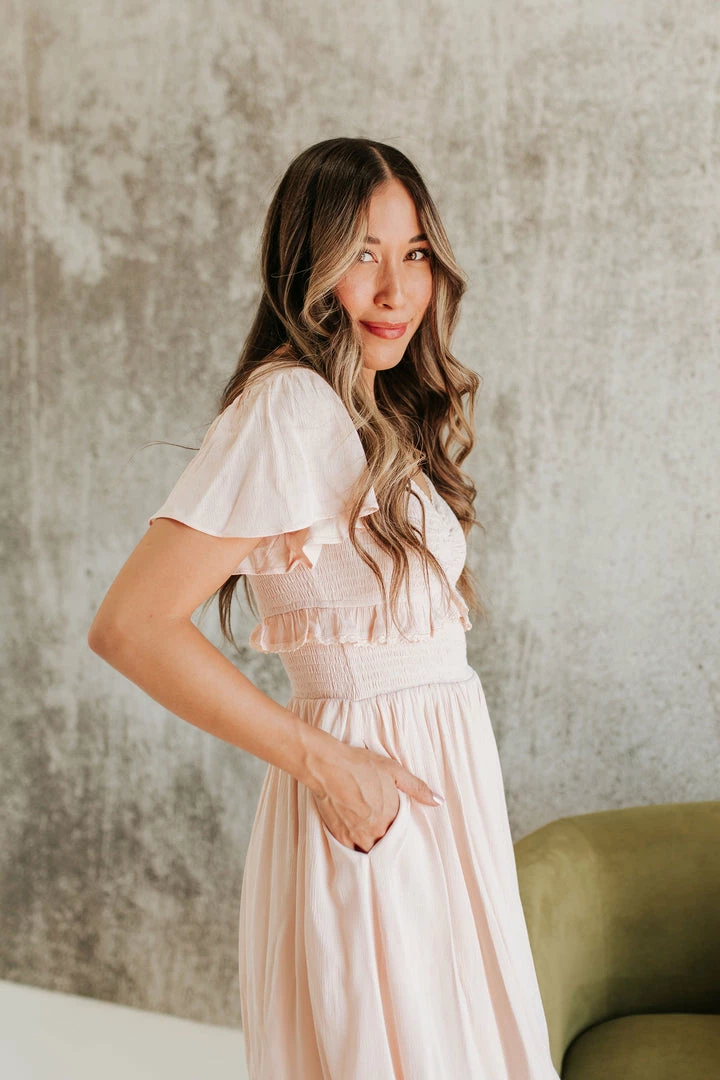Polagram/Baevely NEW ARRIVALS THE PRECIOUS SMOCKED MIDI DRESS IN LIGHT PEACH 5 Polagram/Baevely NEW ARRIVALS THE PRECIOUS SMOCKED MIDI DRESS IN LIGHT PEACH