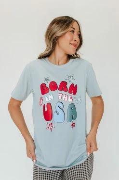 THE BORN IN THE USA TEE IN BLUE BY PINK DESERT