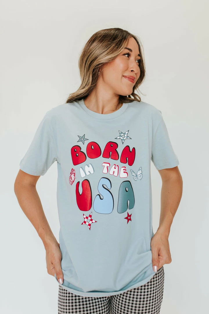 THE BORN IN THE USA TEE IN BLUE BY PINK DESERT 2 THE BORN IN THE USA TEE IN BLUE BY PINK DESERT