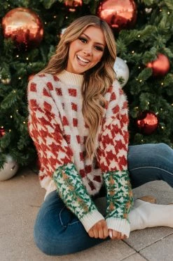 Ces Femme THE FILL THE STOCKINGS FUZZY SWEATER IN MULTICOLOR TOPS