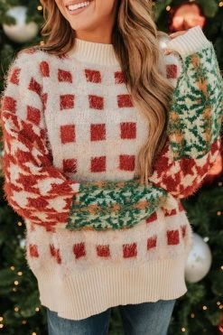 Ces Femme THE FILL THE STOCKINGS FUZZY SWEATER IN MULTICOLOR TOPS