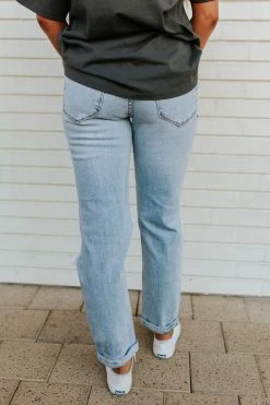 Vibrant Miu THE JOANNIE SUPER HIGH RISE MOM JEANS IN LIGHT WASH BOTTOMS