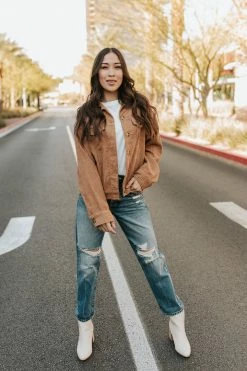 Hyfve THE CHELSEA CORDUROY SHACKET IN CAMEL TOPS