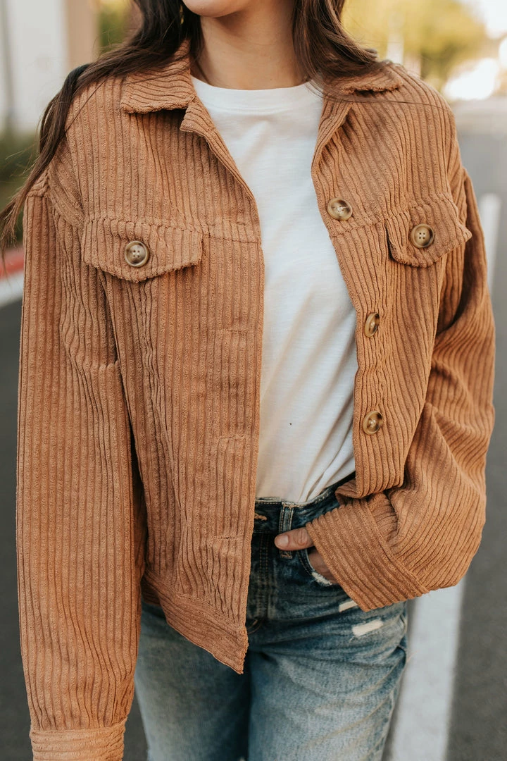 Hyfve THE CHELSEA CORDUROY SHACKET IN CAMEL TOPS 1 Hyfve THE CHELSEA CORDUROY SHACKET IN CAMEL TOPS