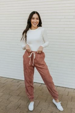 Wishlist THE CHRISTINE CORDUROY JOGGER IN CLAY