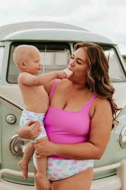 PINK DESERT BOYS EUROPEAN CUT SWIM SHORT IN POPSICLE