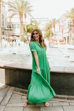 Fore THE TUSCAN NIGHTS MIDI DRESS IN KELLY GREEN DRESSES