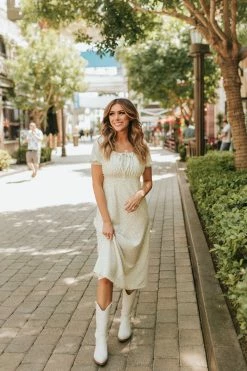 Paper Crane THE MAY FLOWERS MIDI DRESS IN CREAM