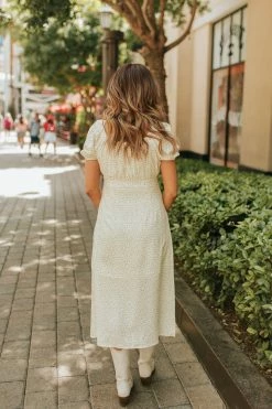 Paper Crane THE MAY FLOWERS MIDI DRESS IN CREAM