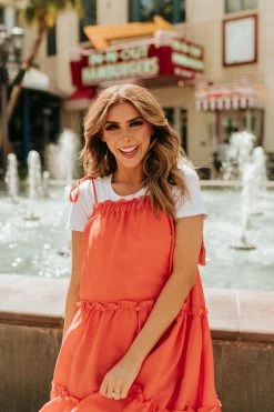 JNNA THE ORLEANS TIE SHOULDER DRESS IN ORANGE