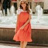JNNA THE ORLEANS TIE SHOULDER DRESS IN ORANGE