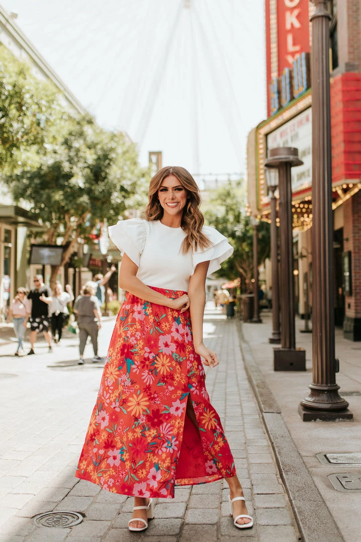 SugarLips THE MAUI FLORAL MIDI SKIRT IN ORANGE 1 SugarLips THE MAUI FLORAL MIDI SKIRT IN ORANGE