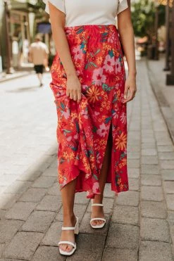 SugarLips THE MAUI FLORAL MIDI SKIRT IN ORANGE 6 SugarLips THE MAUI FLORAL MIDI SKIRT IN ORANGE