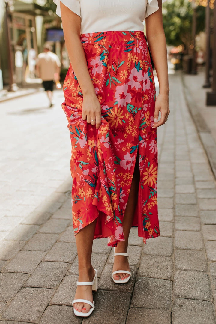 SugarLips THE MAUI FLORAL MIDI SKIRT IN ORANGE 3 SugarLips THE MAUI FLORAL MIDI SKIRT IN ORANGE