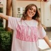 Sweet Claire THE MALIBU GRAPHIC TEE IN LIGHT PINK TOPS